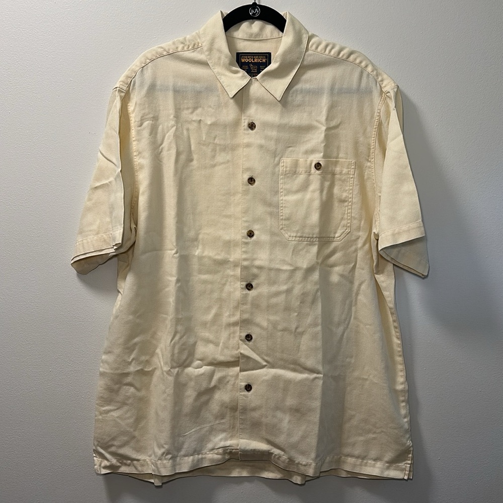 Woolrich Men’s Pale Yellow Short Sleeve Casual Button Shirt Sz L